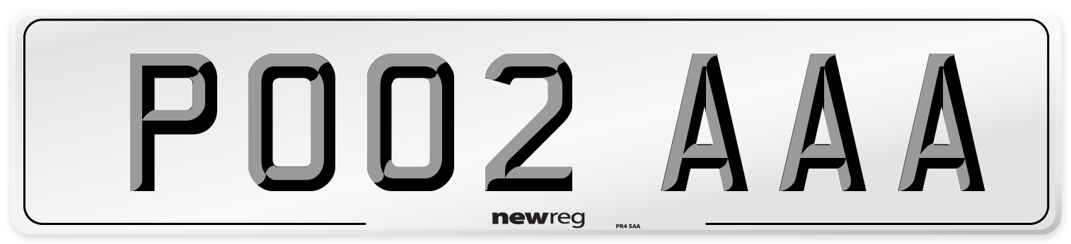 PO02 AAA Number Plate from New Reg